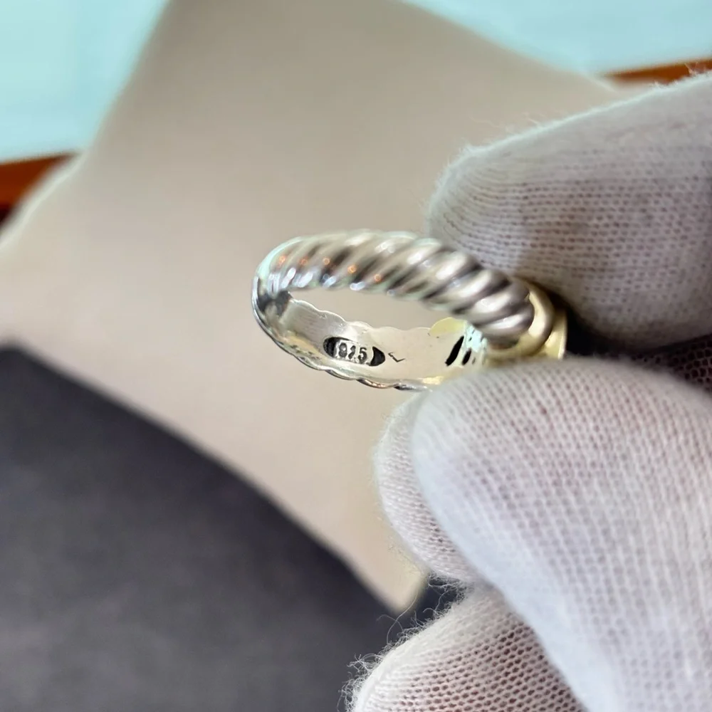 David Yurman 925 & 14k Gold Noblesse Ring with Faceted Amethyst 6